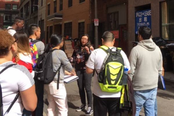students on a tour in chinatown