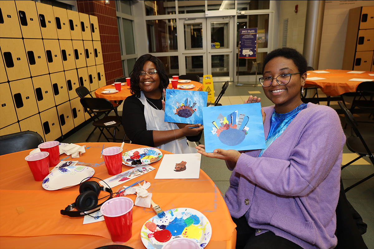 two students at paint night