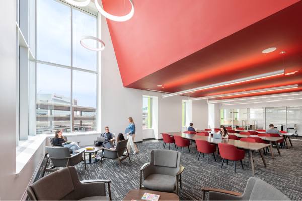 students studying in the library