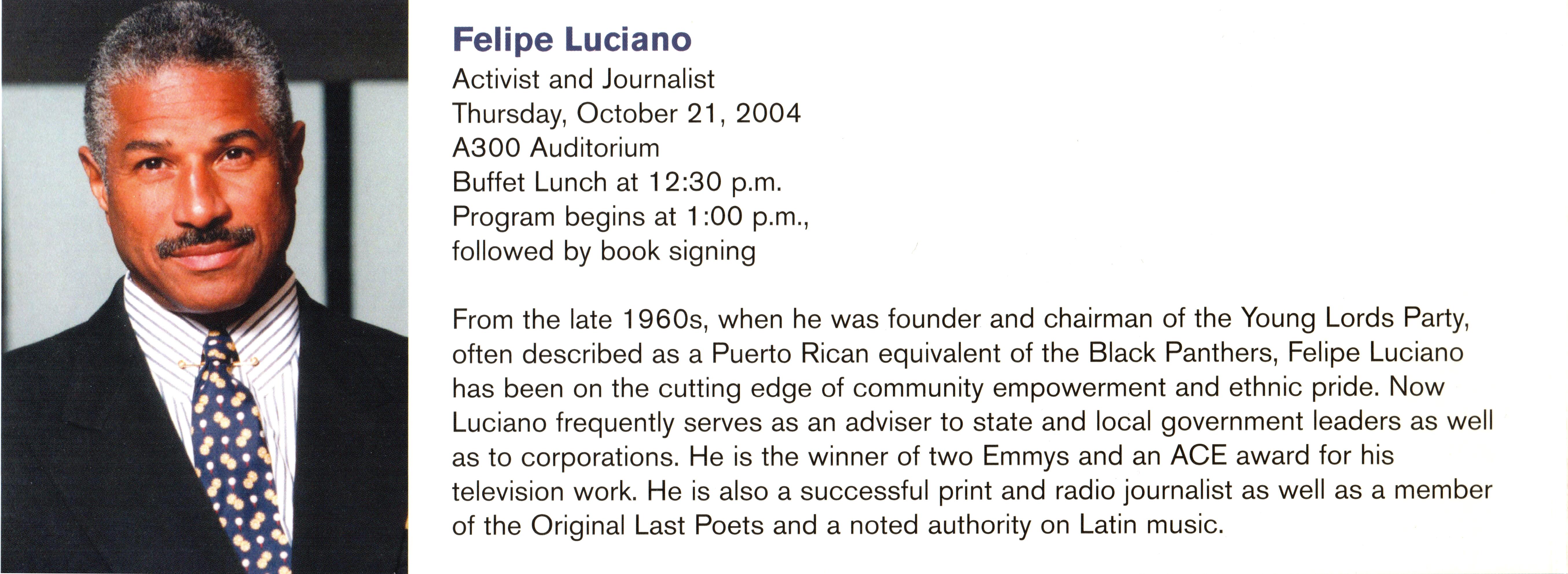Felipe_Luciano04.jpg - October 21, 2004's Felipe Luciano's Compelling Conversations event flyer