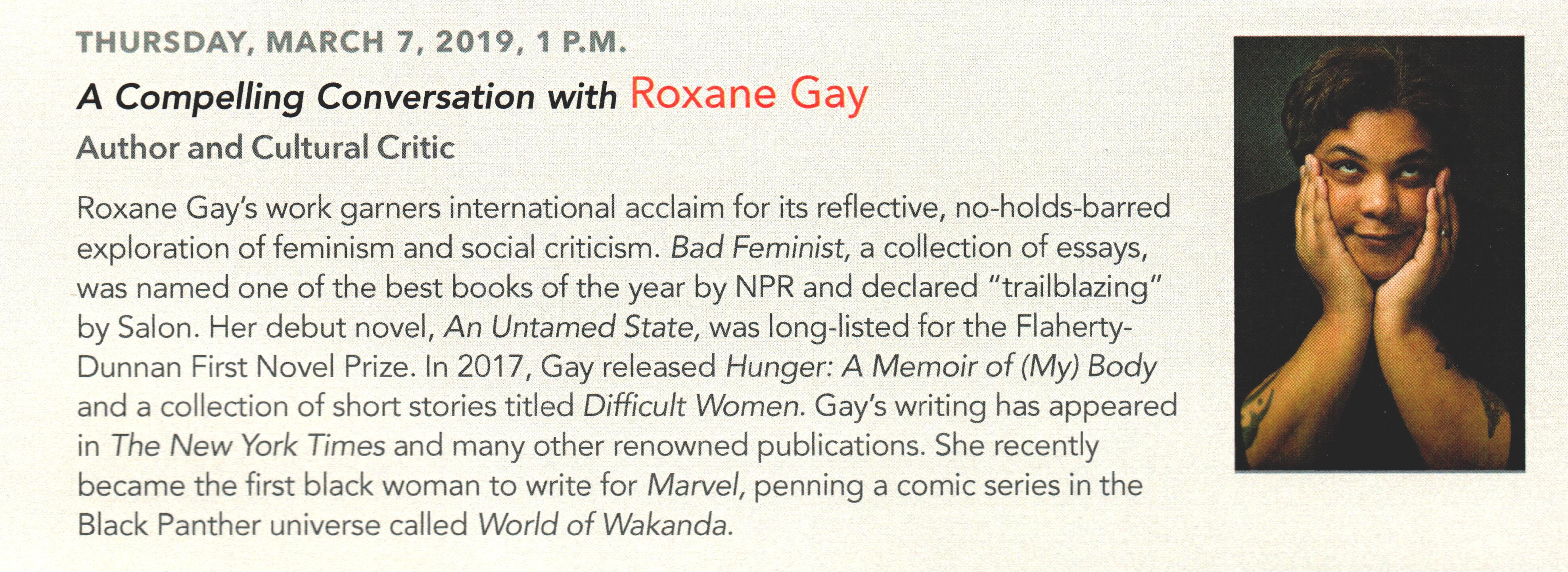 Roxane_Gay19.jpg - March 7, 2019 Roxane Gay Compelling Conversations event flyer