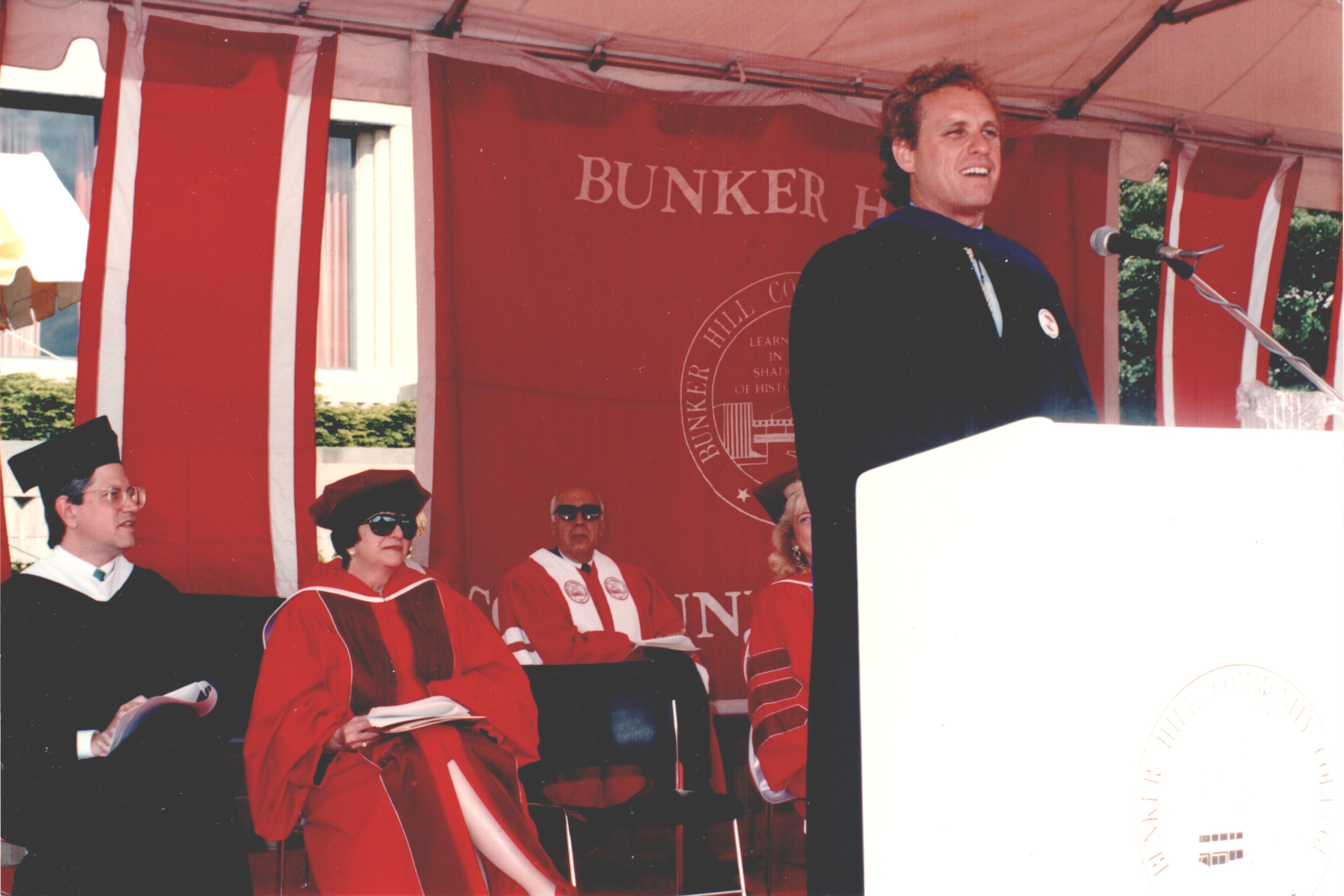 joe_kennedy_commencement.jpg - Representative Joseph Kennedy II speaking at BHCC 1992 Commencement