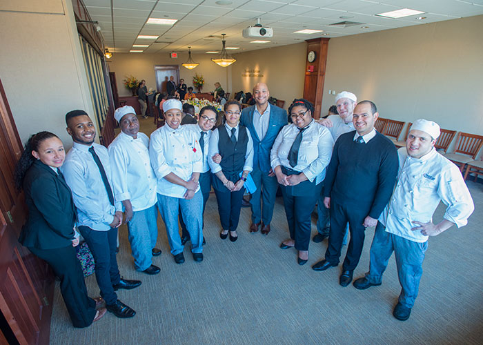 Wes Moore with BHCC Culinary students