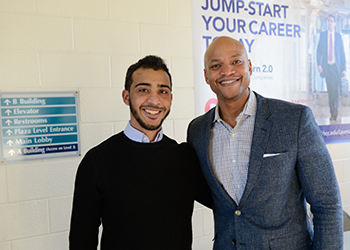 Wes Moore and student