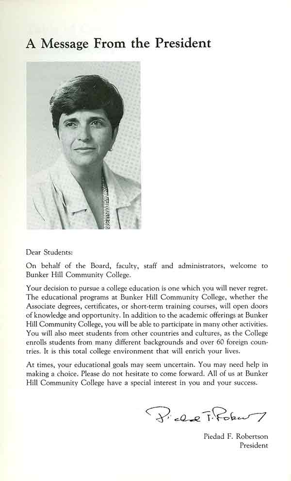 Piedad F. Robertson President 1988