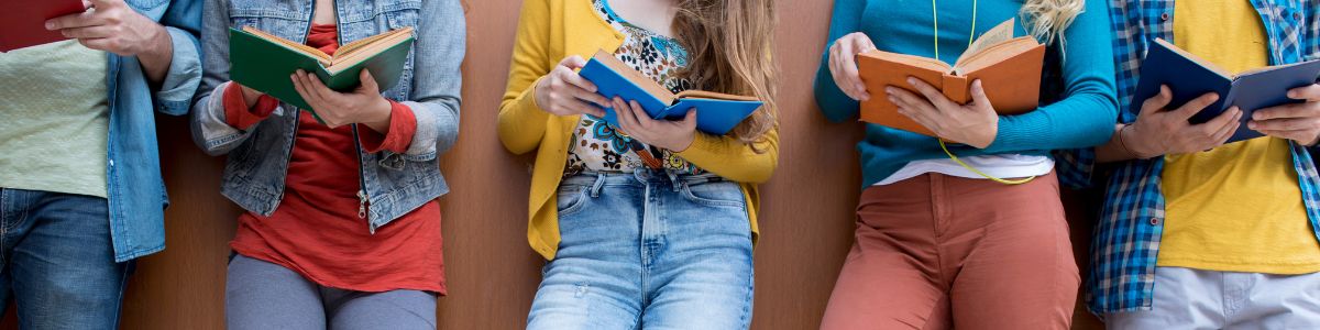 Students reading book 